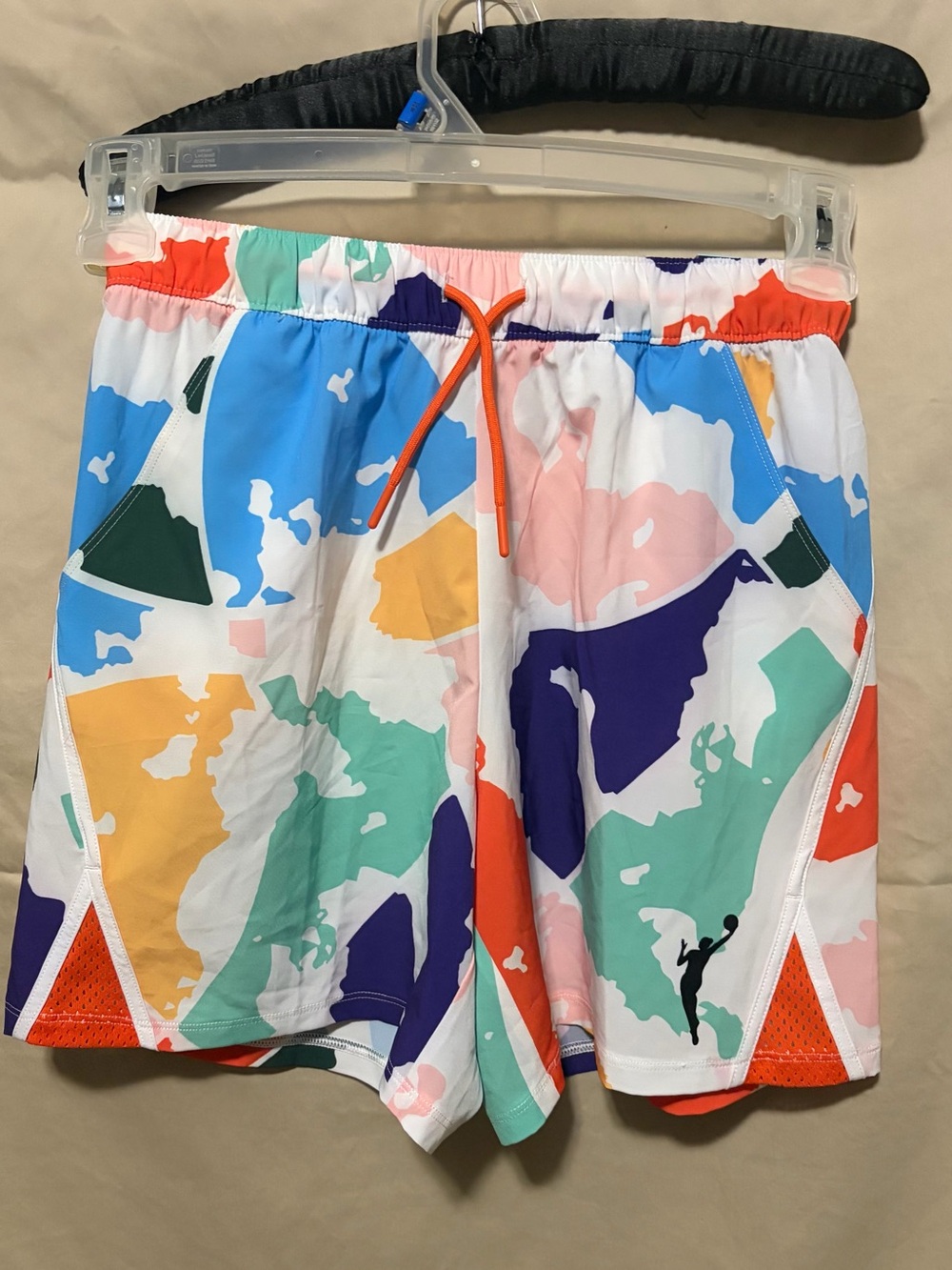 DSW Kids Colorful Abstract Athletic Shorts - Orange Drawstring